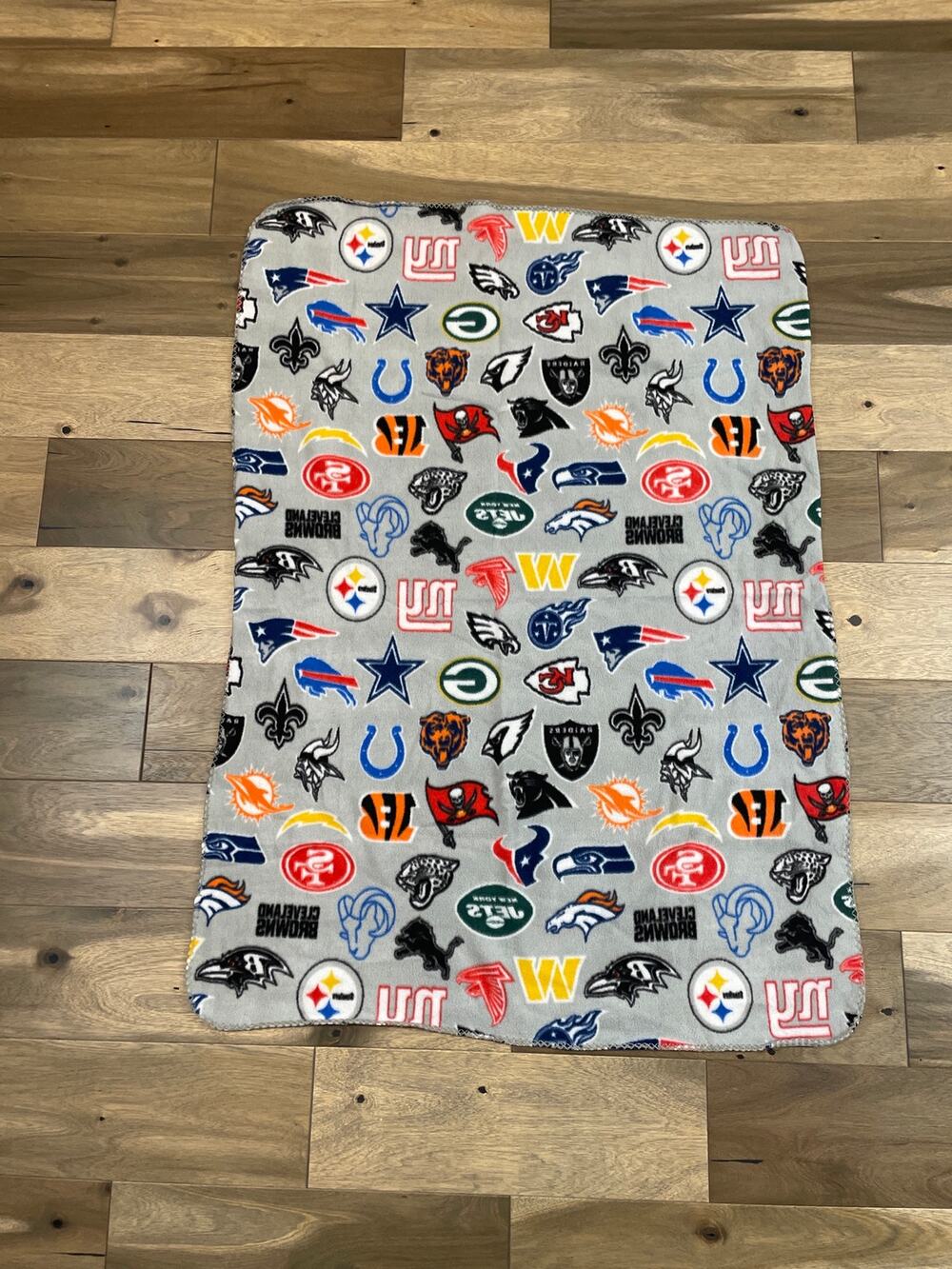 NFL Multi Team Logo Fleece Throw Blanket 47x23 Gray